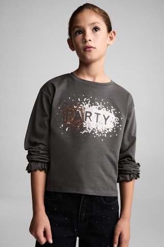 T-shirt imprimé paillettes - Anthracite