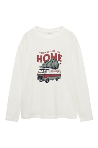 T-shirt manches longues imprimé - Blanc cassé