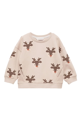 Sweat-shirt imprimé rennes - Sable