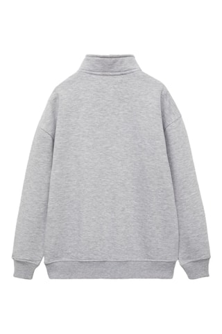 Sweat-shirt coton détails brodés - Gris chiné