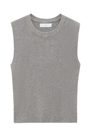 Pull-over maille côtelée manchons - Gris