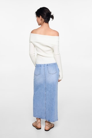 Pull maille épaules dénudées - Blanc cassé