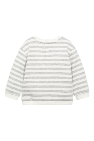 Sweat-shirt coton rayures - Gris chiné