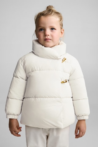 Anorak matelassé fausse fourrure intérieur - Écru