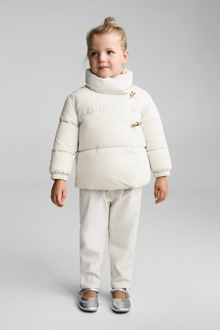 Anorak matelassé fausse fourrure intérieur - Écru