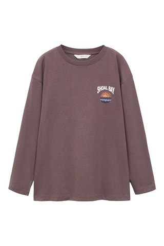 T-shirt manches longues imprimé - Bordeaux