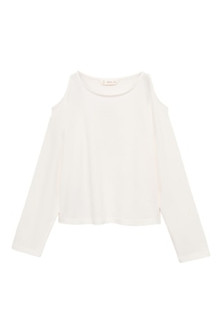 T-shirt manches longues ouvertures - Blanc cassé