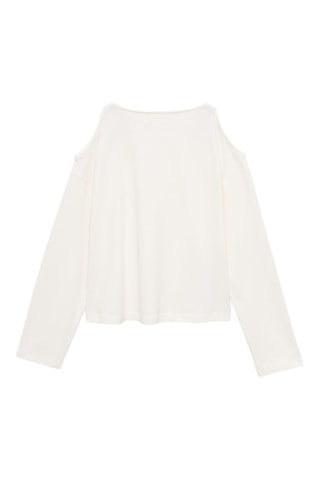 T-shirt manches longues ouvertures - Blanc cassé
