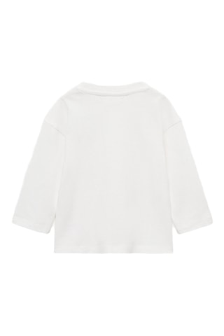 T-shirt coton détail brodé - Blanc cassé