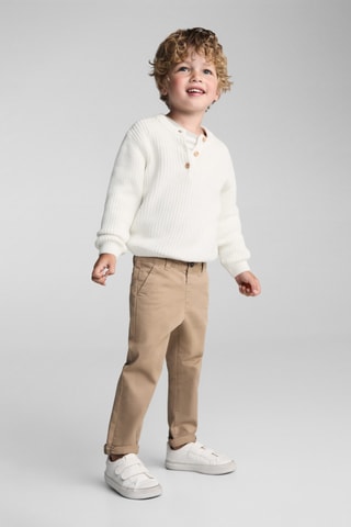 Pull-over maille col boutonné - Blanc cassé