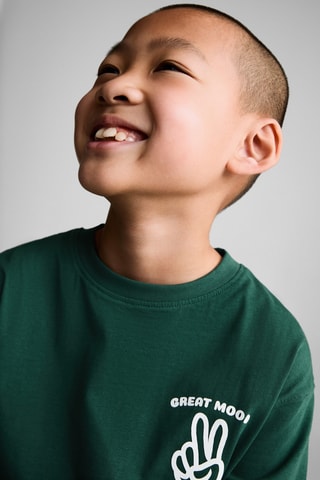 T-shirt manches longues imprimé - Vert foncé