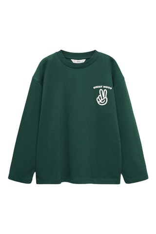 T-shirt manches longues imprimé - Vert foncé