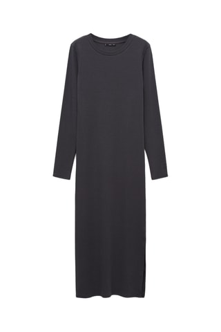 Robe maille côtelée ouverture - Anthracite