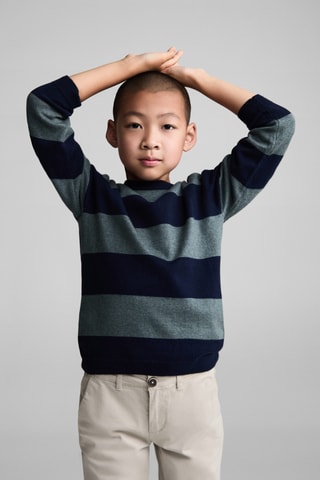 Pull-over en maille à rayures - Bleu marine