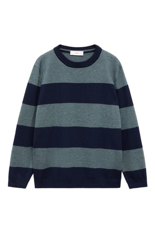Pull-over en maille à rayures - Bleu marine