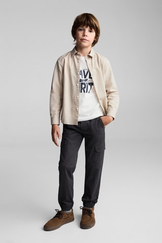 T-shirt en coton imprimé - Blanc cassé