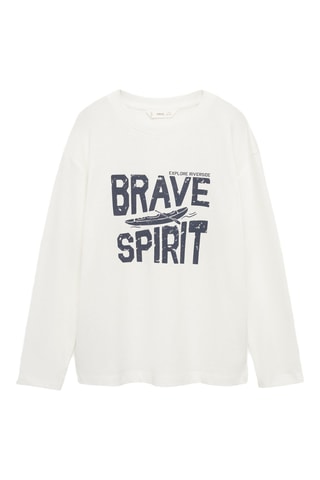 T-shirt en coton imprimé - Blanc cassé