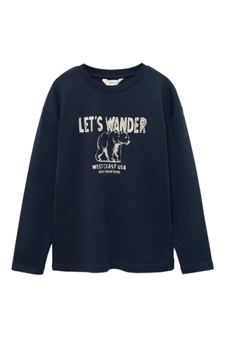 T-shirt en coton imprimé - Bleu marine