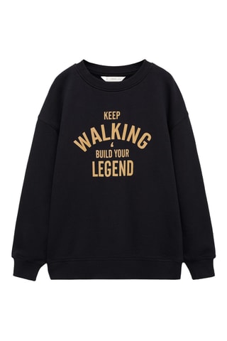 Sweat-shirt imprimé détail texturé - Noir