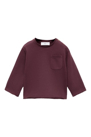 Sweat-shirt coton à poche - Bordeaux