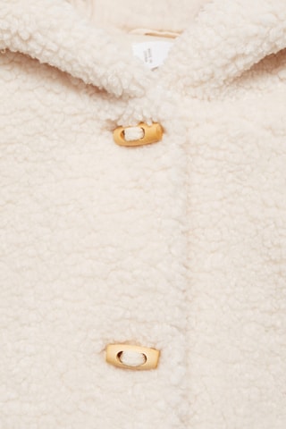 Manteau imitation mouton retourné capuche - Blanc cassé