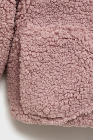 Manteau imitation mouton retourné capuche - Rose