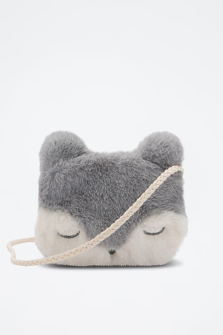 Sac porté croisé fausse fourrure - Gris