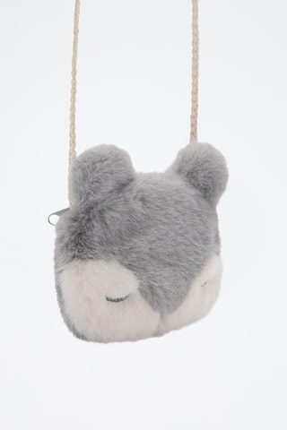 Sac porté croisé fausse fourrure - Gris