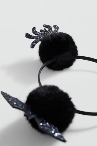 Serre-tête chauve-souris pailleté - Noir