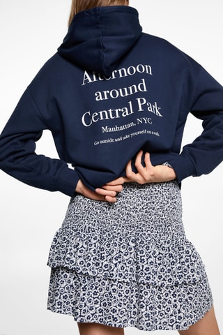 Sweat-shirt coton détails brodés - Bleu marine