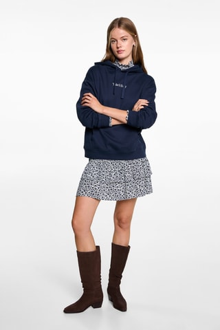 Sweat-shirt coton détails brodés - Bleu marine
