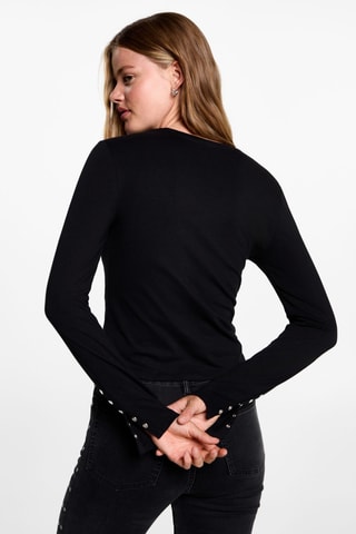 T-shirt manches longues studs - Noir