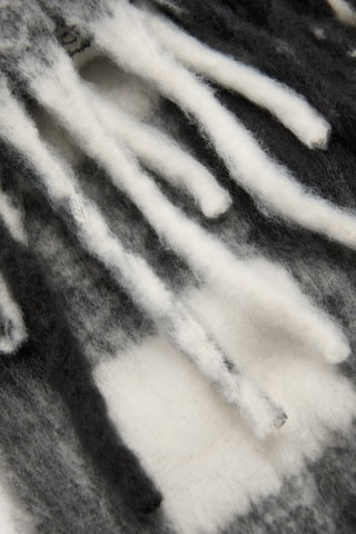 Écharpe carreaux franges - Noir