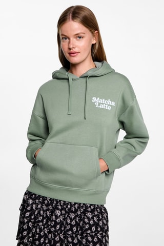 Sweat-shirt kangourou message brodé - Vert