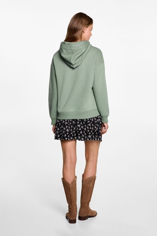 Sweat-shirt kangourou message brodé - Vert