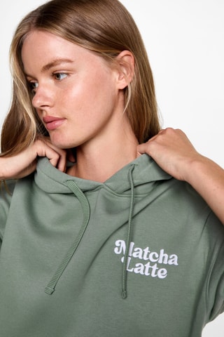 Sweat-shirt kangourou message brodé - Vert