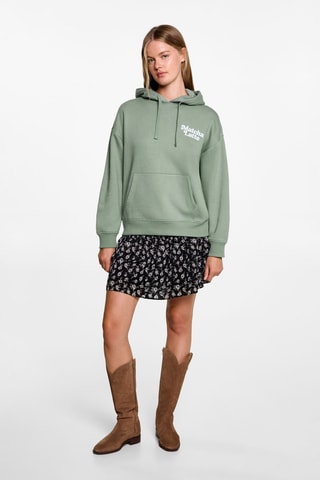 Sweat-shirt kangourou message brodé - Vert