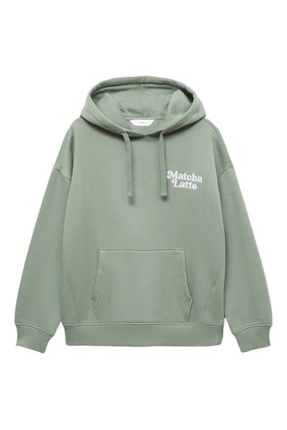 Sweat-shirt kangourou message brodé - Vert