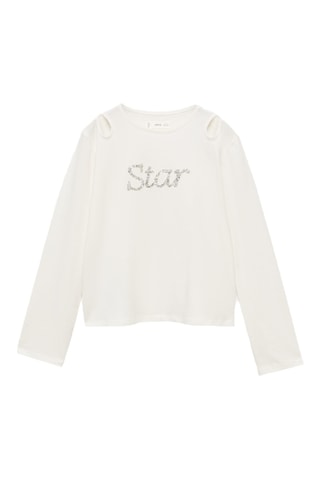 T-shirt paillettes - Blanc cassé