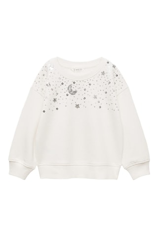 Sweat-shirt détail paillettes - Blanc cassé