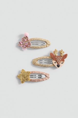 Pack barrettes Noël - Doré