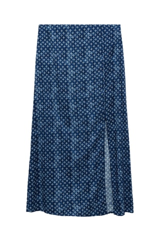 Jupe midi imprimée - Bleu marine