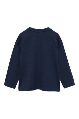 T-shirt coton manches longues - Bleu marine