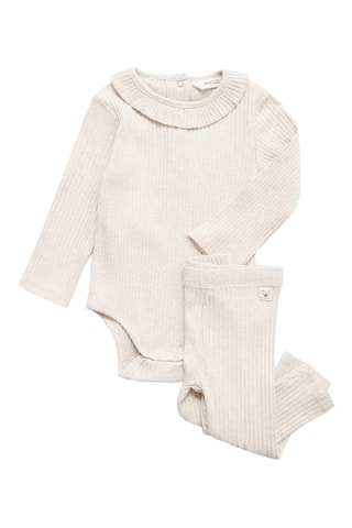 Legging maille côtelée coton - Sable
