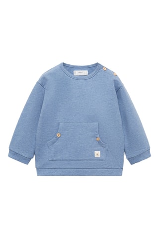 Sweat-shirt coton poche kangourou - Bleu
