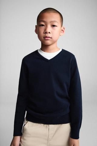 Pull-over jaspé coton - Bleu marine