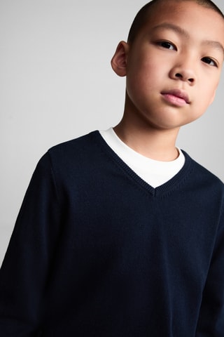 Pull-over jaspé coton - Bleu marine
