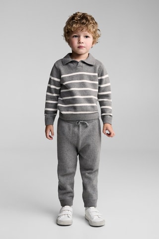 Pull-over col polo - Gris chiné