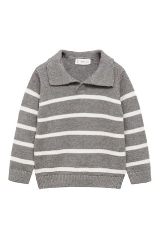 Pull-over col polo - Gris chiné