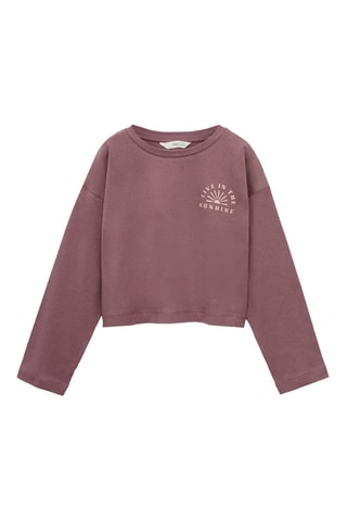 T-shirt manches longues imprimé - Prune